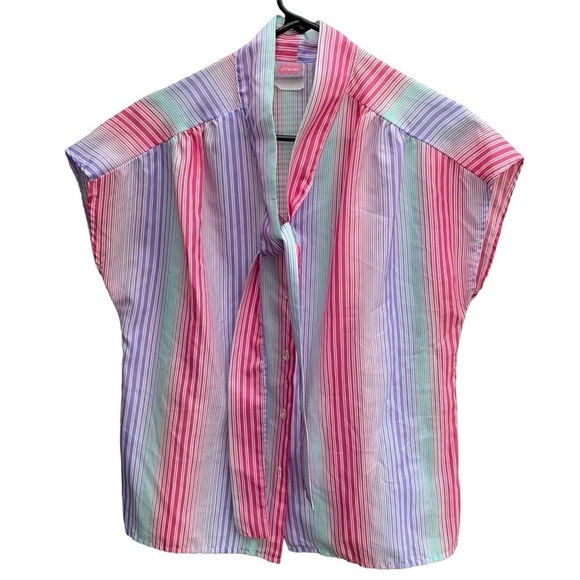 Vintage JCPenney Striped Shirt Blouse 80s Parachute - Picture 1 of 6